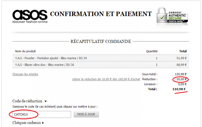 code promo asos robe