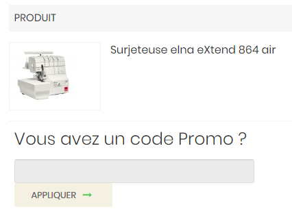 Comment utiliser le code promo Machine à coudre Elna