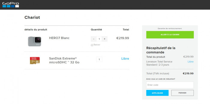 code de réduction gopro