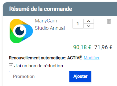 Comment utiliser le code promo ManyCam