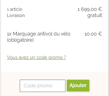 Comment utiliser le code promo velo-on-line