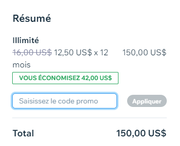 Comment utiliser le code promo WIX